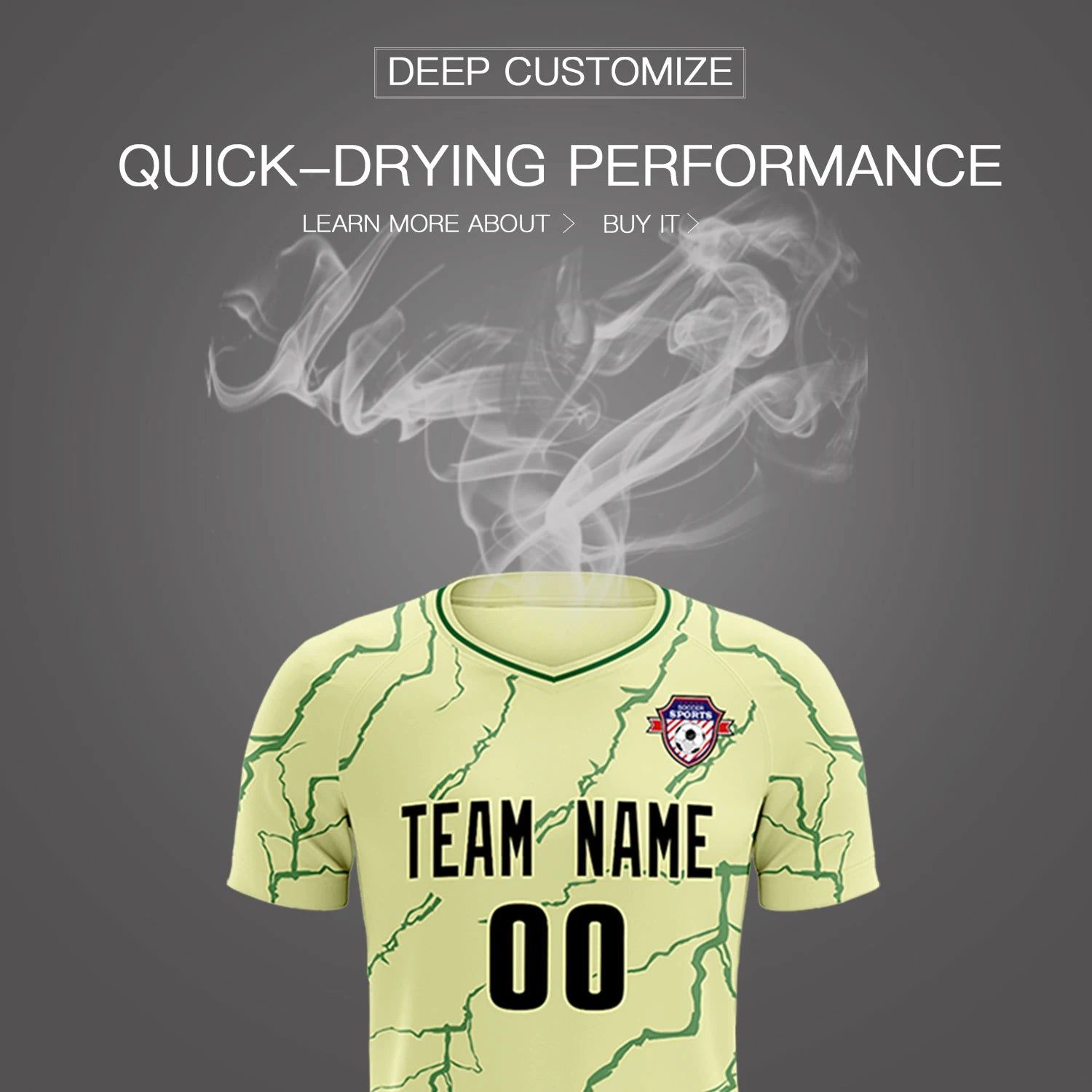 Custom Cream Green Training Uniform Soccer Sets Jersey