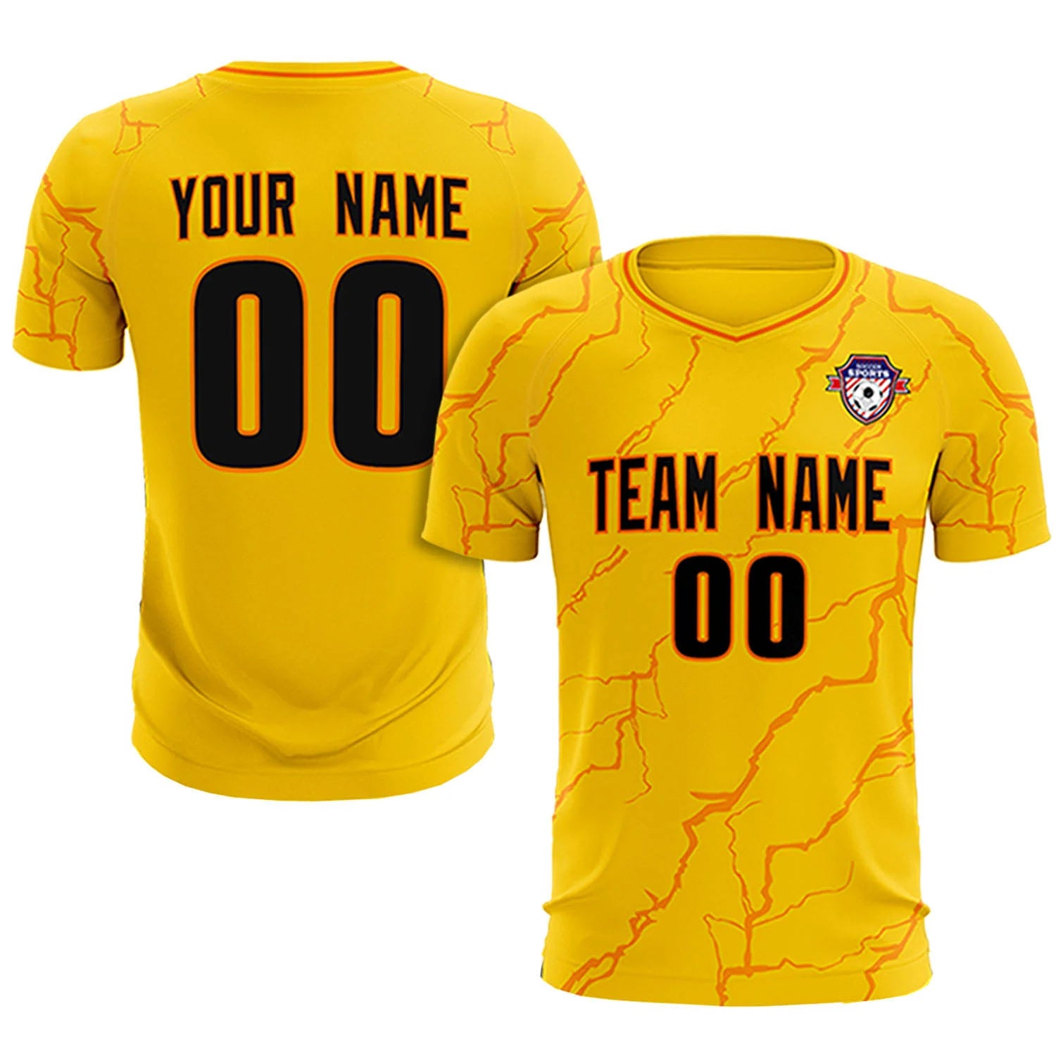 Custom Gold Orange Training Uniform Soccer Sets Jersey