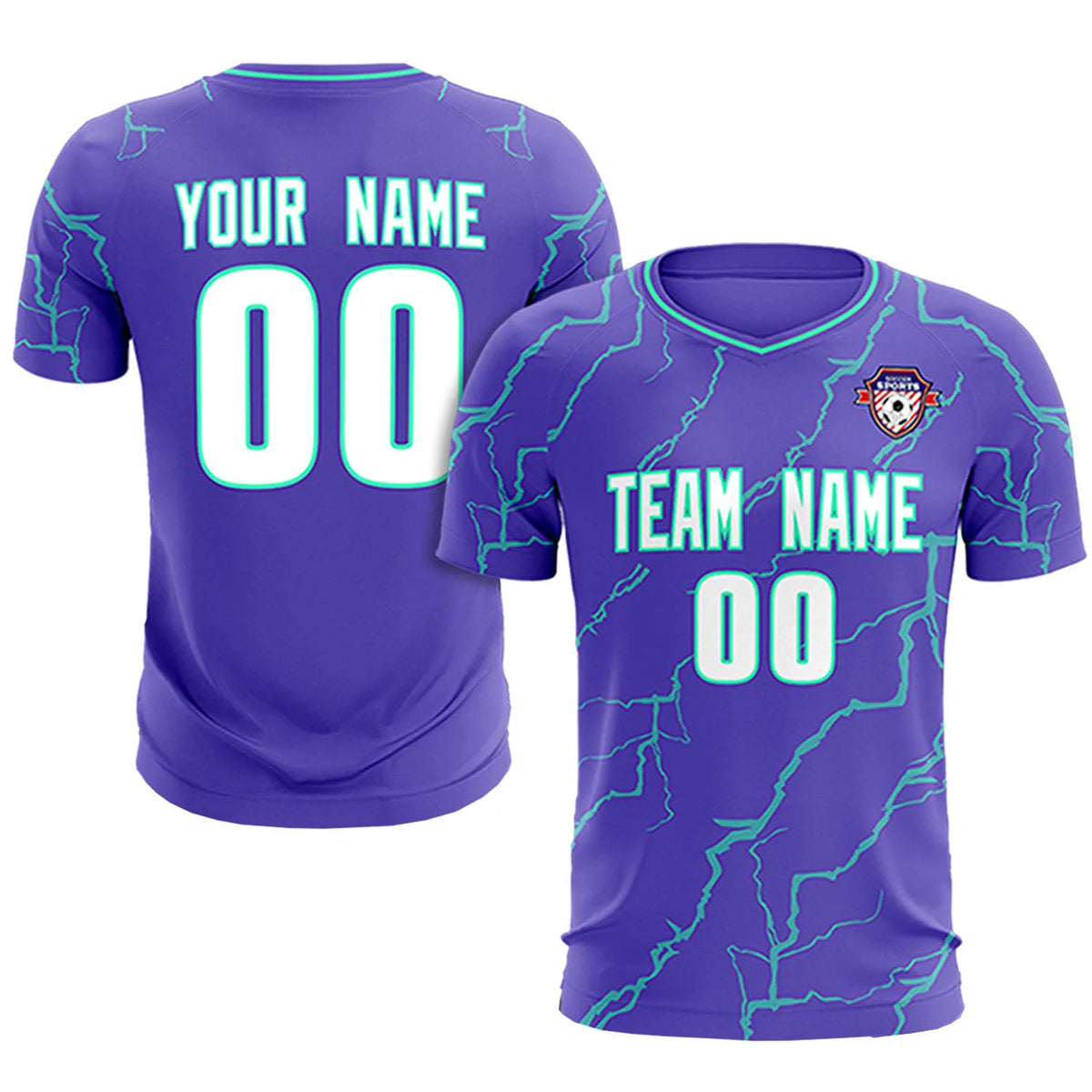Custom Purple Bright Green Training Uniform Soccer Sets Jersey
