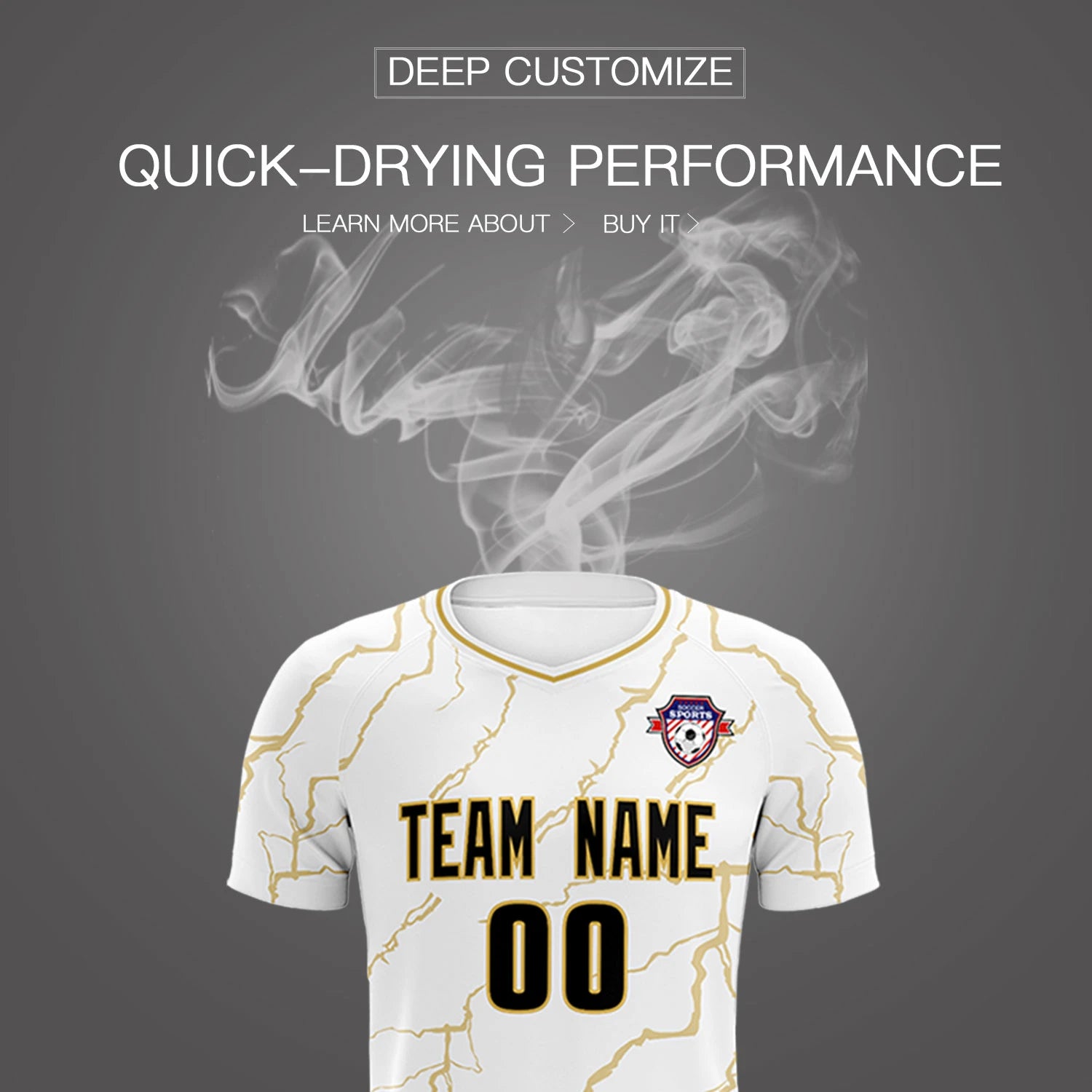 Custom White Old Gold Training Uniform Soccer Sets Jersey