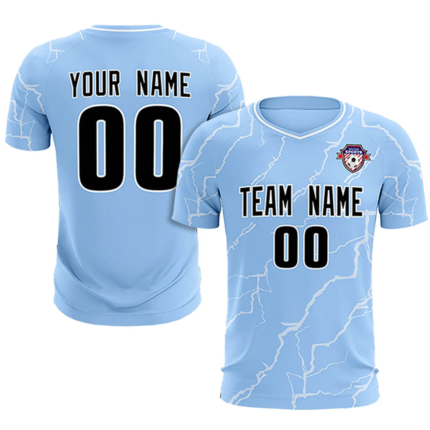 Custom Light Blue White Training Uniform Soccer Sets Jersey