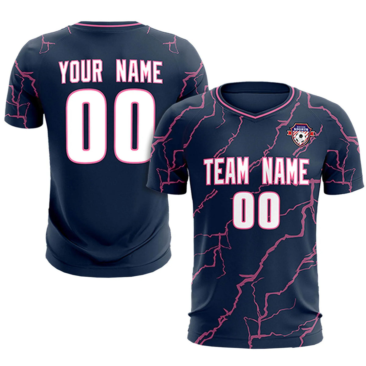 Custom Navy Pink Training Uniform Soccer Sets Jersey