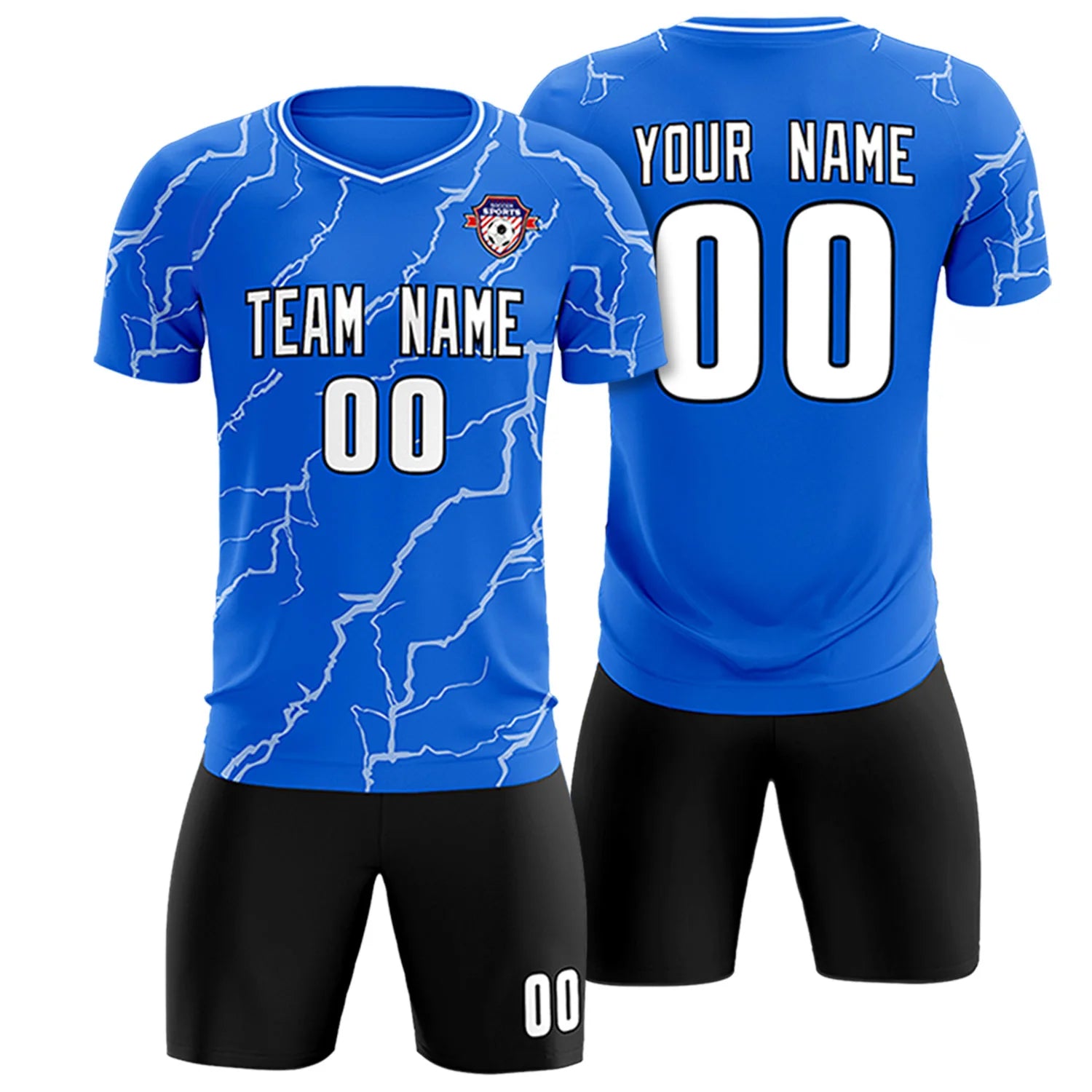 Custom Royal Blue White Training Uniform Soccer Sets Jersey