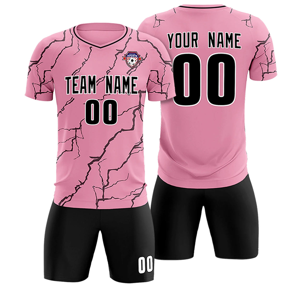 Custom Light Pink Black Training Uniform Soccer Sets Jersey