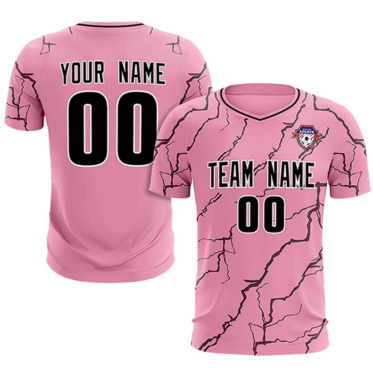 Custom Light Pink Black Training Uniform Soccer Sets Jersey