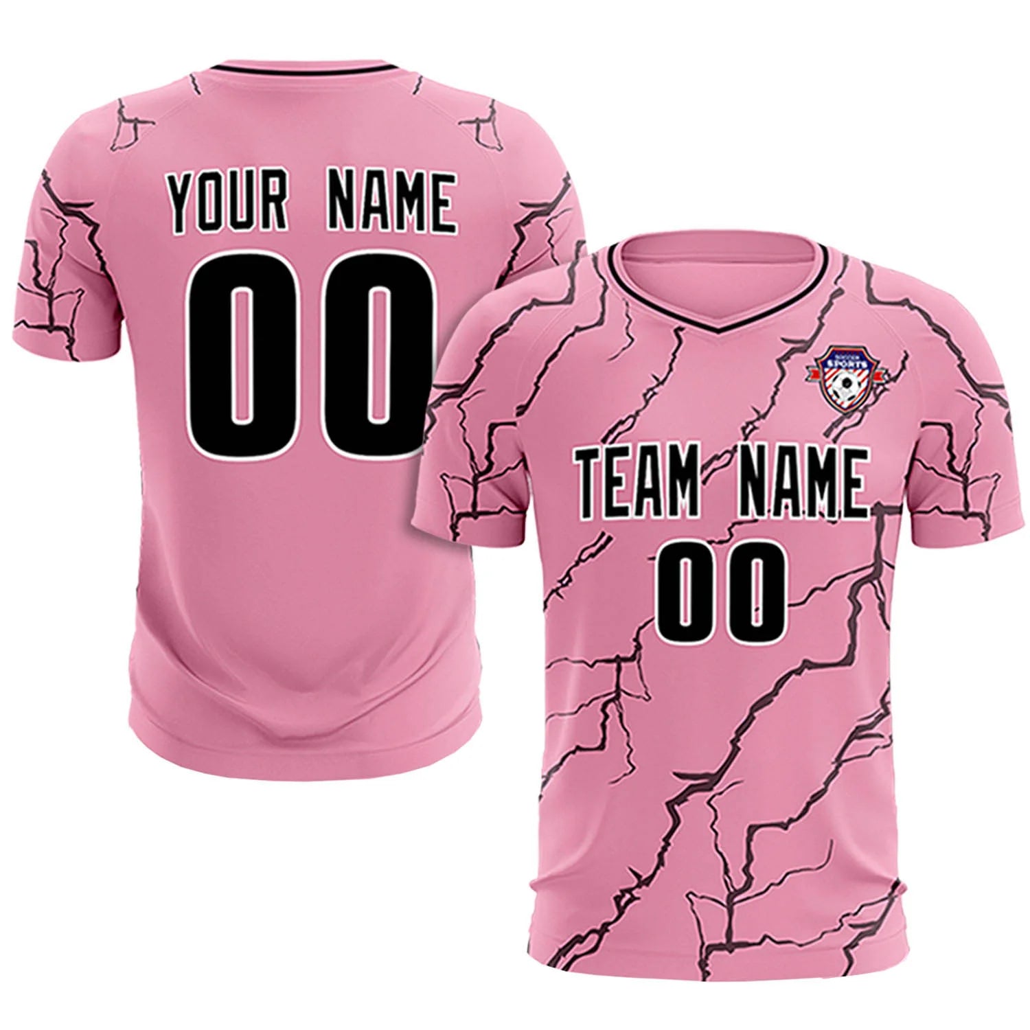 Custom Light Pink Black Training Uniform Soccer Sets Jersey