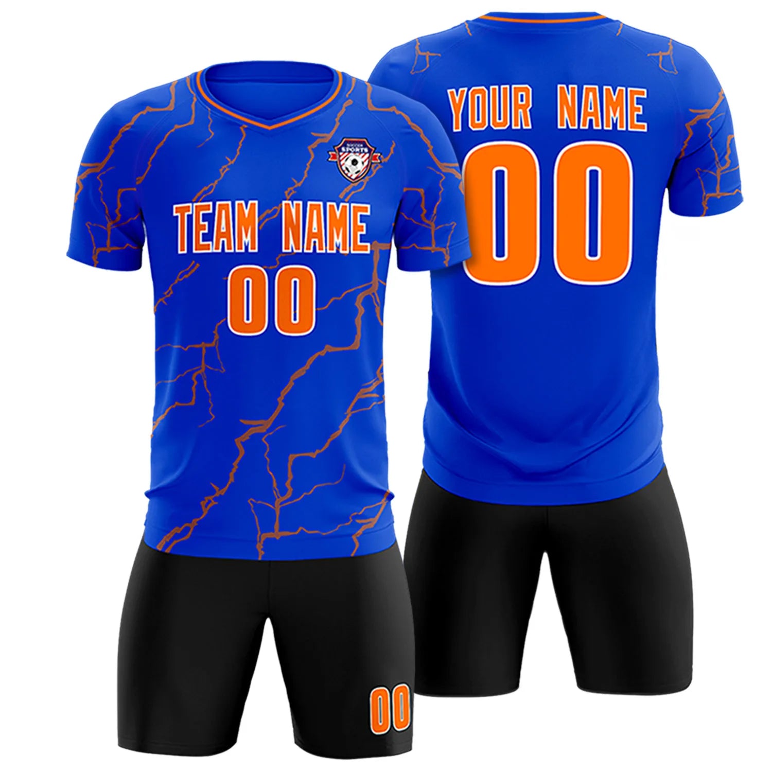 Custom Royal Blue Orange Training Uniform Soccer Sets Jersey