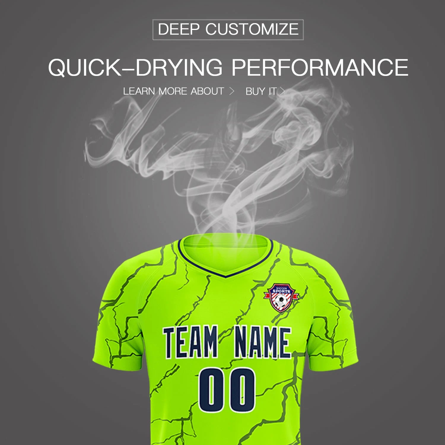 Custom Neon Green Navy Training Uniform Soccer Sets Jersey