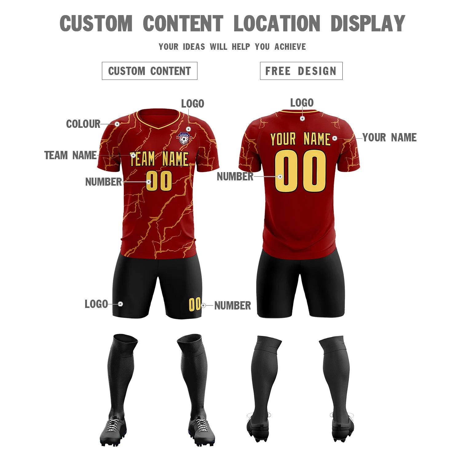 Custom Crimson Khaki Training Uniform Soccer Sets Jersey