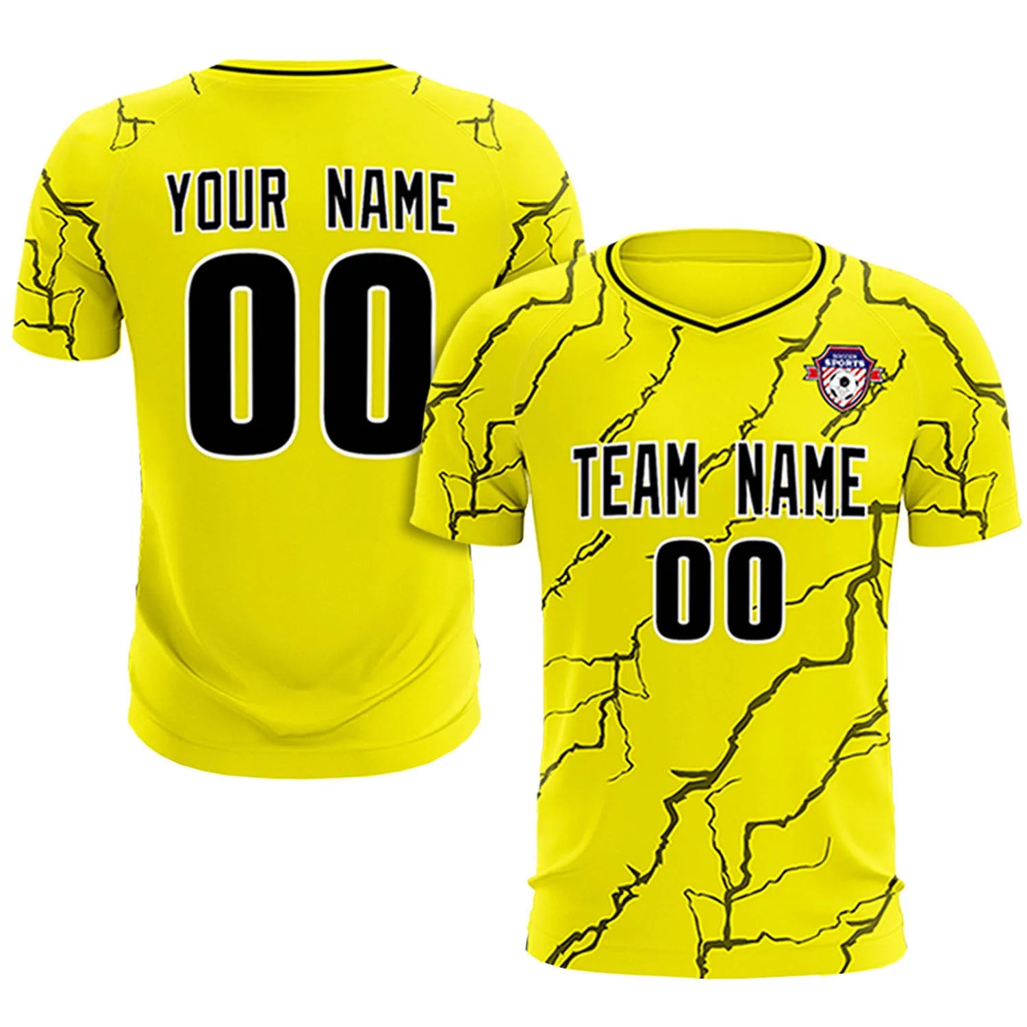 Custom Yellow Black Training Uniform Soccer Sets Jersey