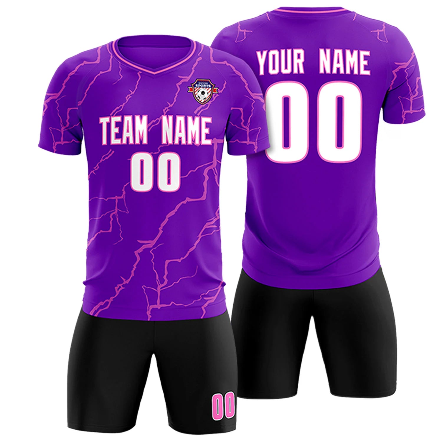 Custom Purple Pink Training Uniform Soccer Sets Jersey