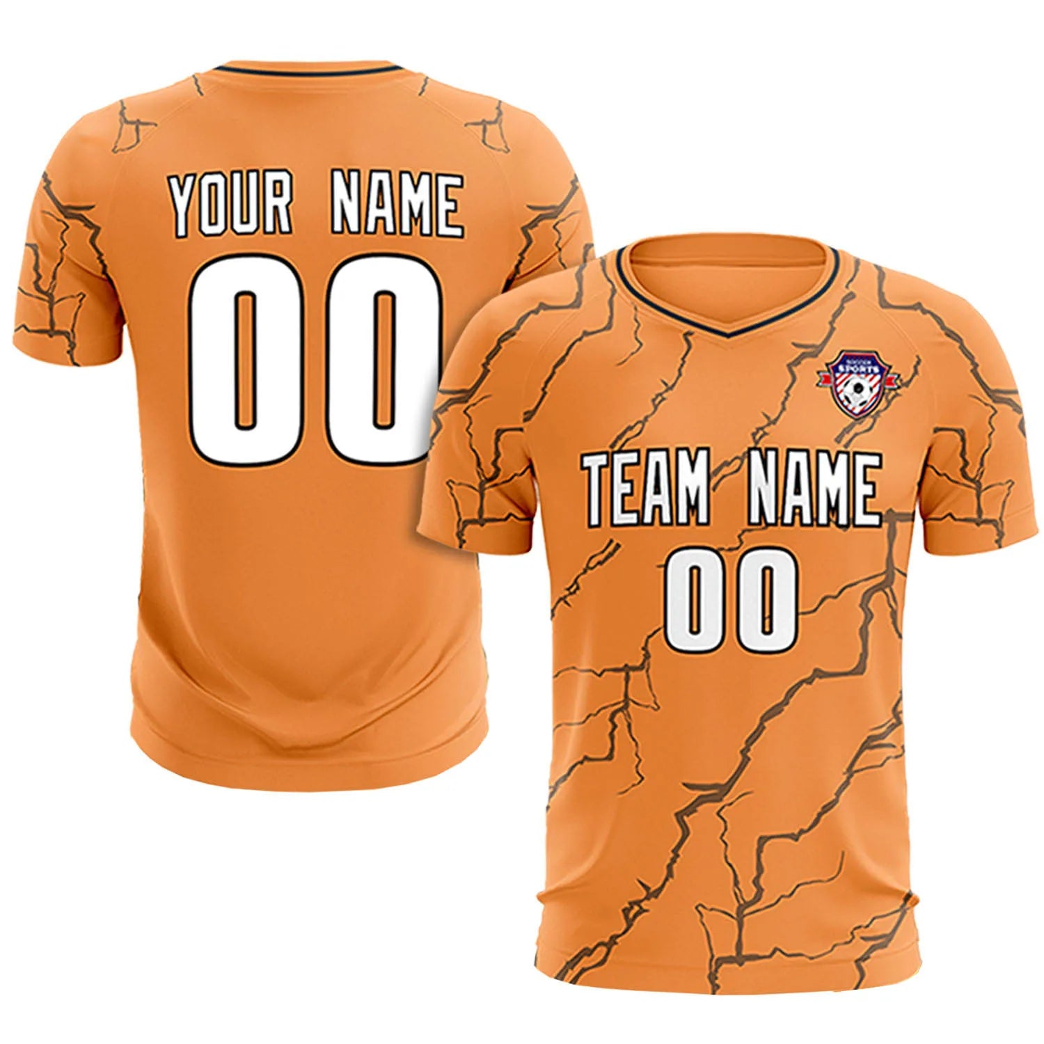 Custom Orange Black Training Uniform Soccer Sets Jersey