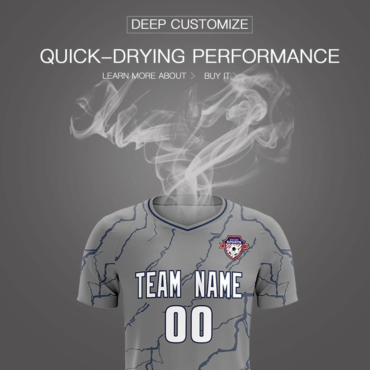 Custom Gray Navy Training Uniform Soccer Sets Jersey