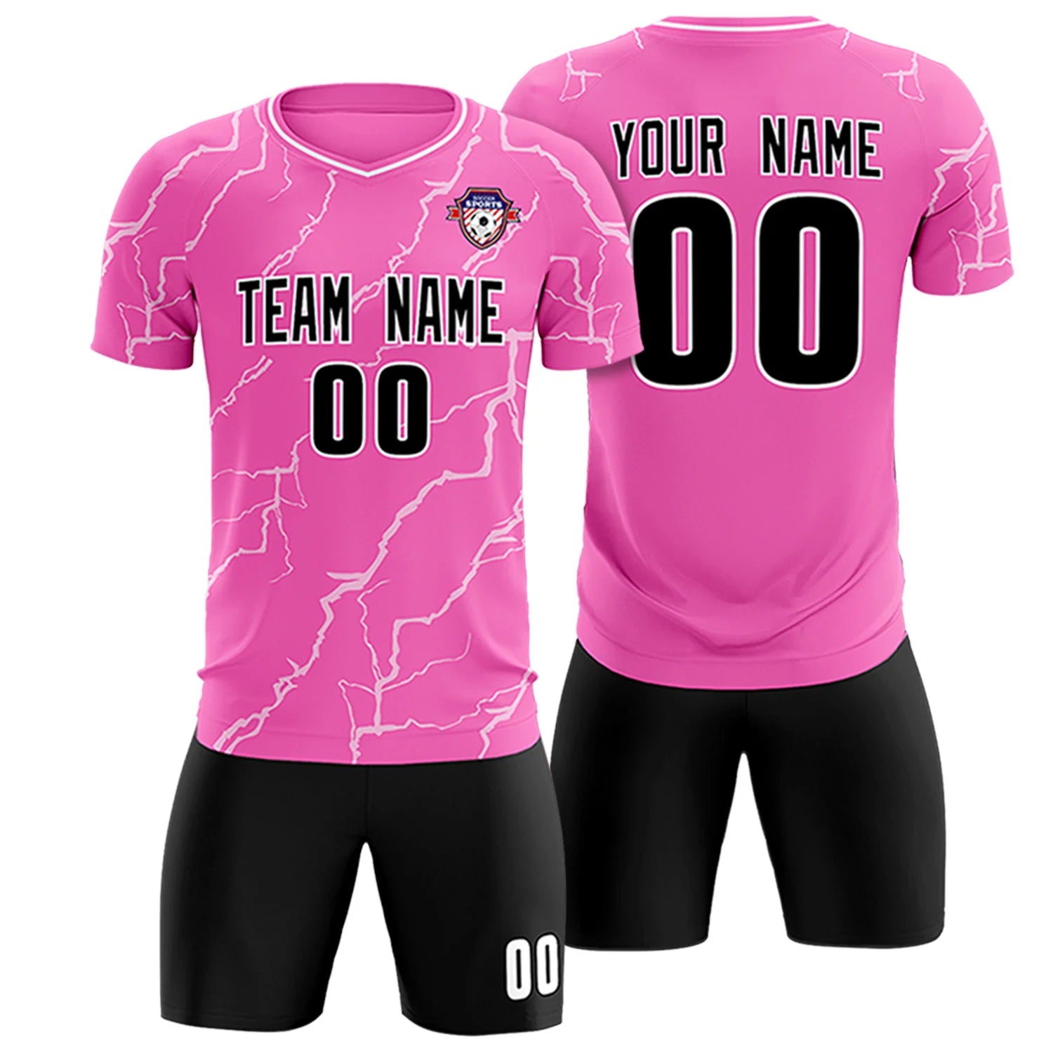 Custom Pink White Training Uniform Soccer Sets Jersey