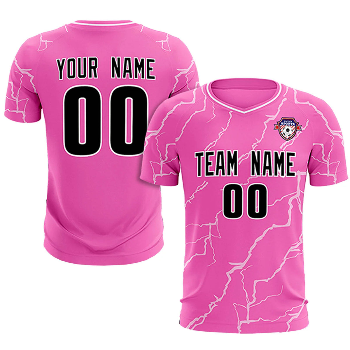 Custom Pink White Training Uniform Soccer Sets Jersey