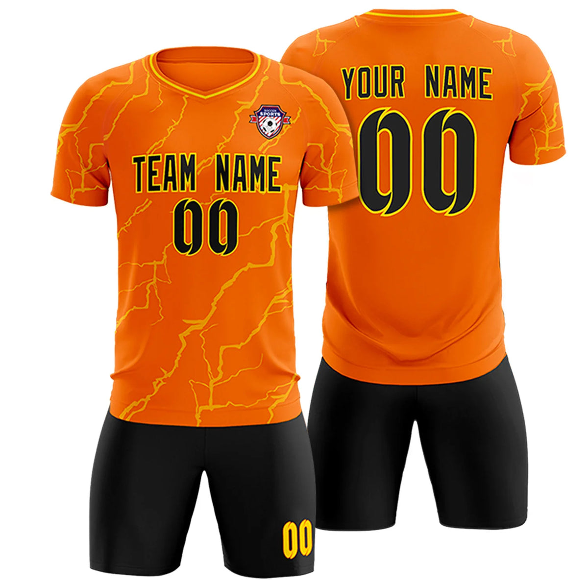 Custom Orange Gold Training Uniform Soccer Sets Jersey
