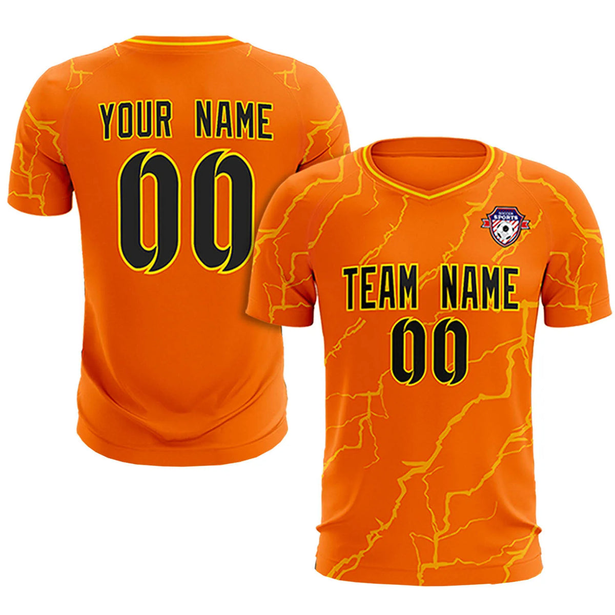 Custom Orange Gold Training Uniform Soccer Sets Jersey
