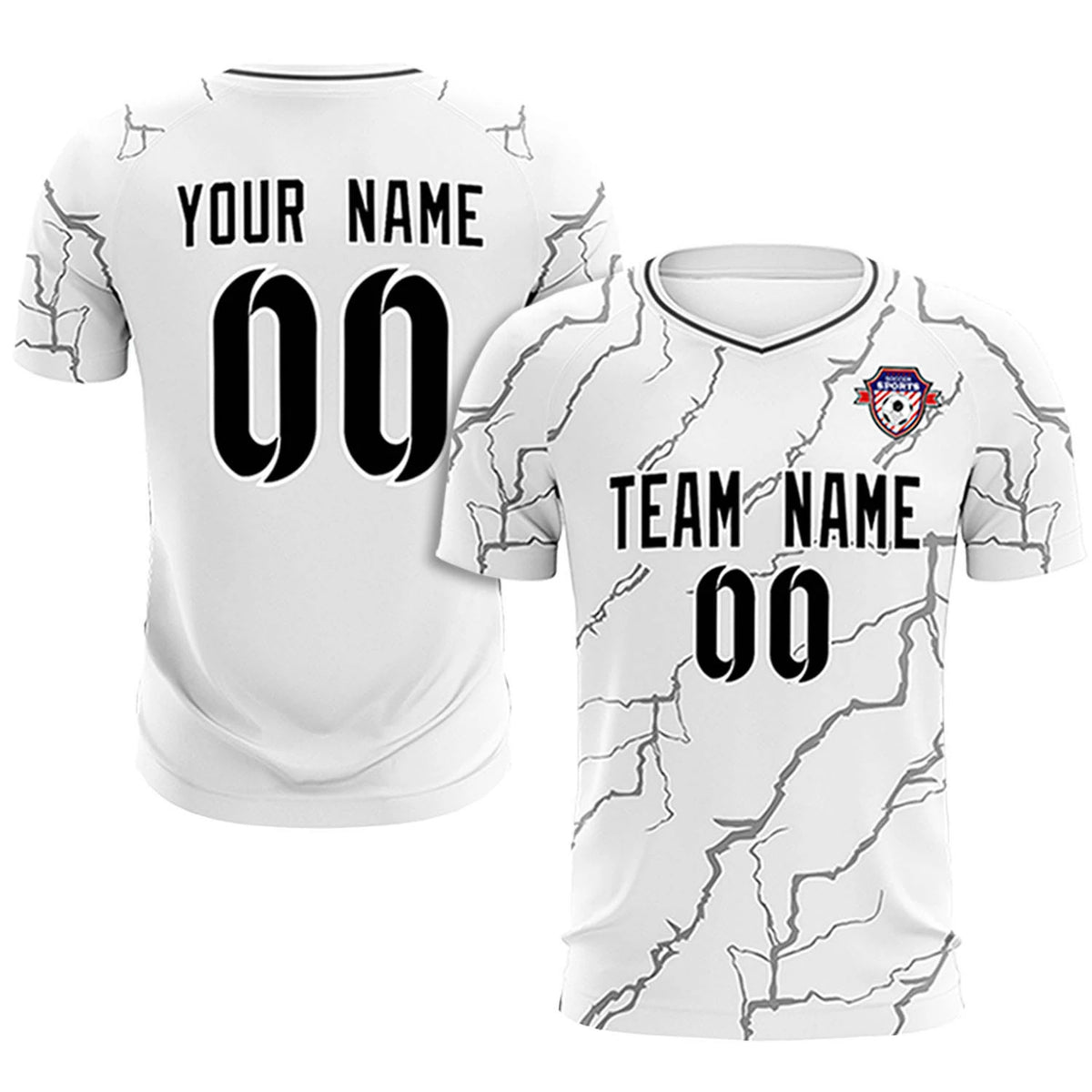 Custom White Black Training Uniform Soccer Sets Jersey
