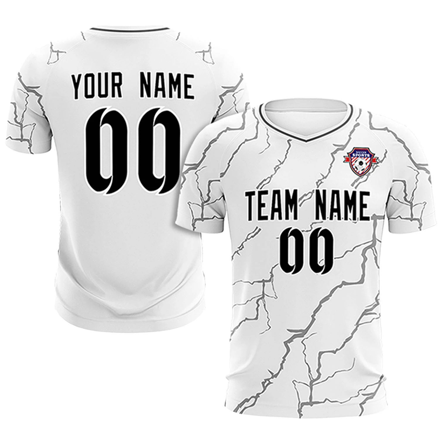 Custom White Black Training Uniform Soccer Sets Jersey