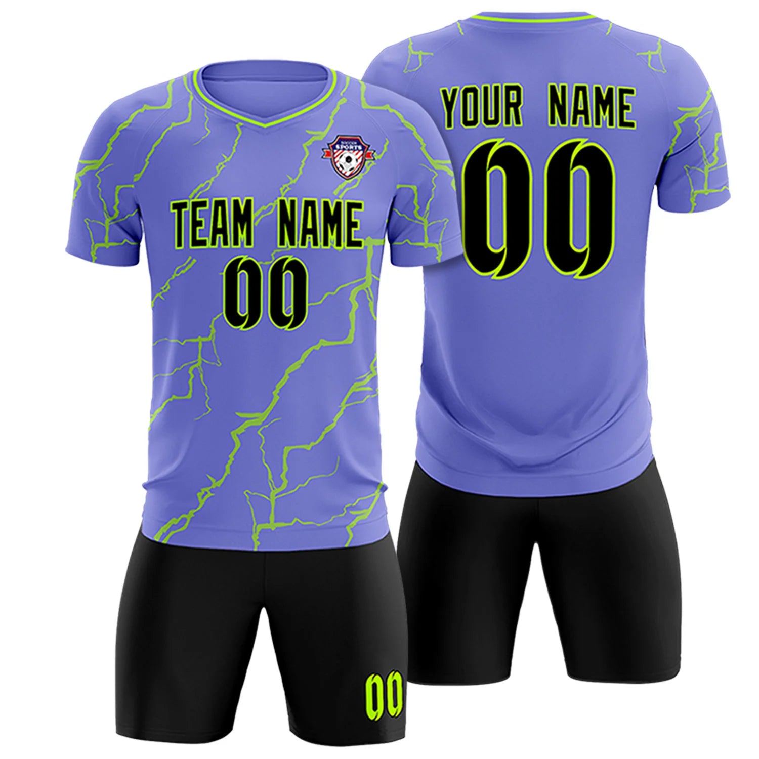 Custom Light Purple Neon Green Training Uniform Soccer Sets Jersey