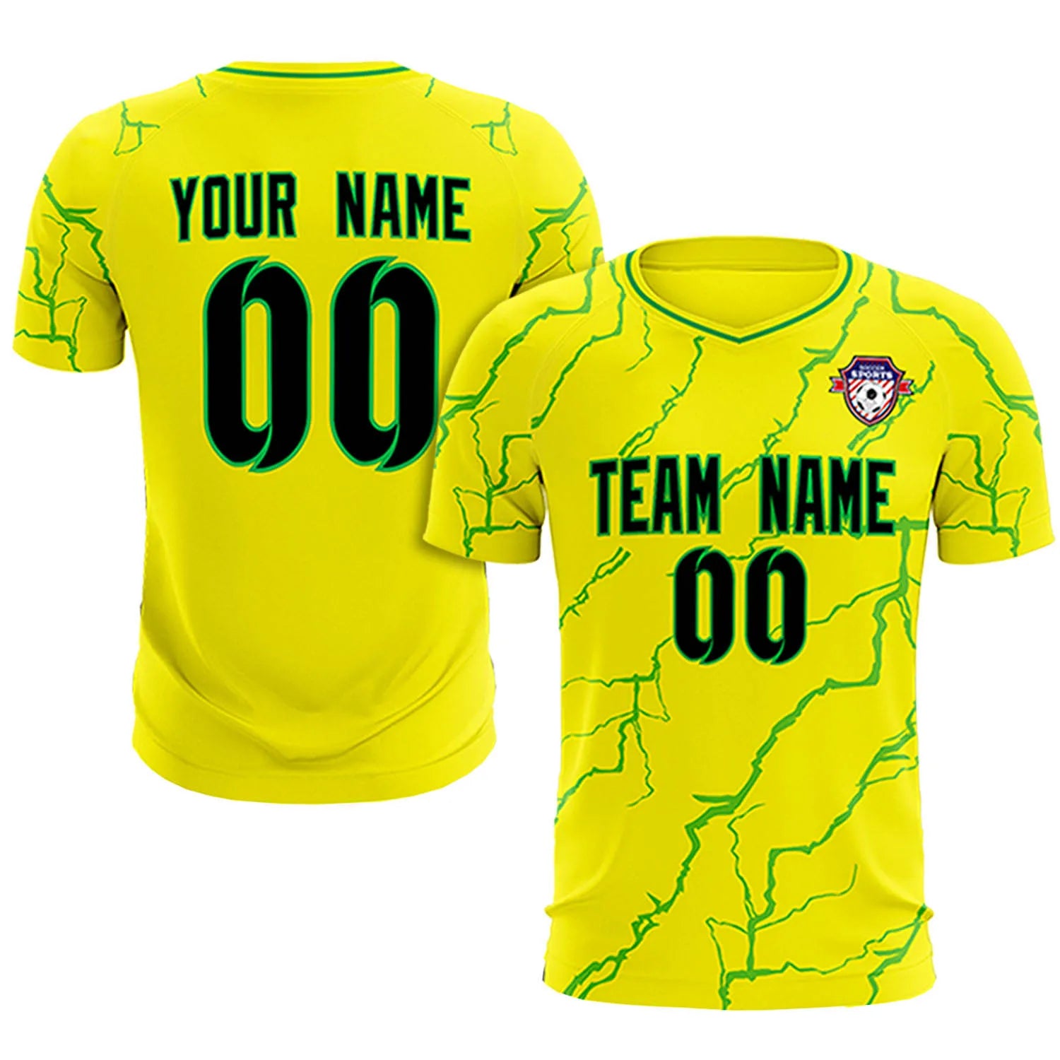 Custom Yellow Kelly Green Training Uniform Soccer Sets Jersey