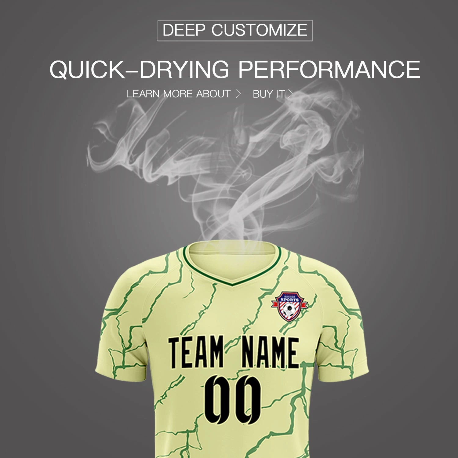 Custom Cream Green Training Uniform Soccer Sets Jersey