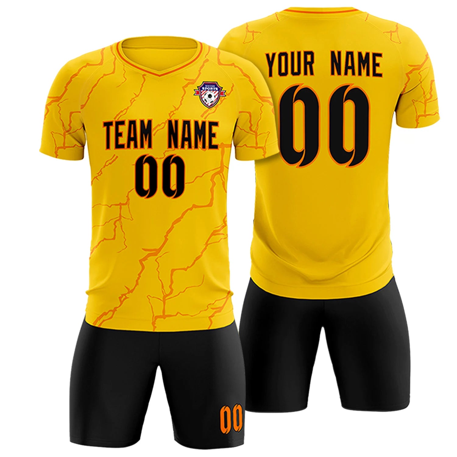 Custom Gold Orange Training Uniform Soccer Sets Jersey