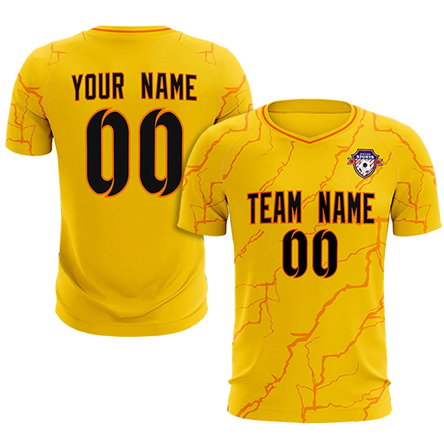 Custom Gold Orange Training Uniform Soccer Sets Jersey