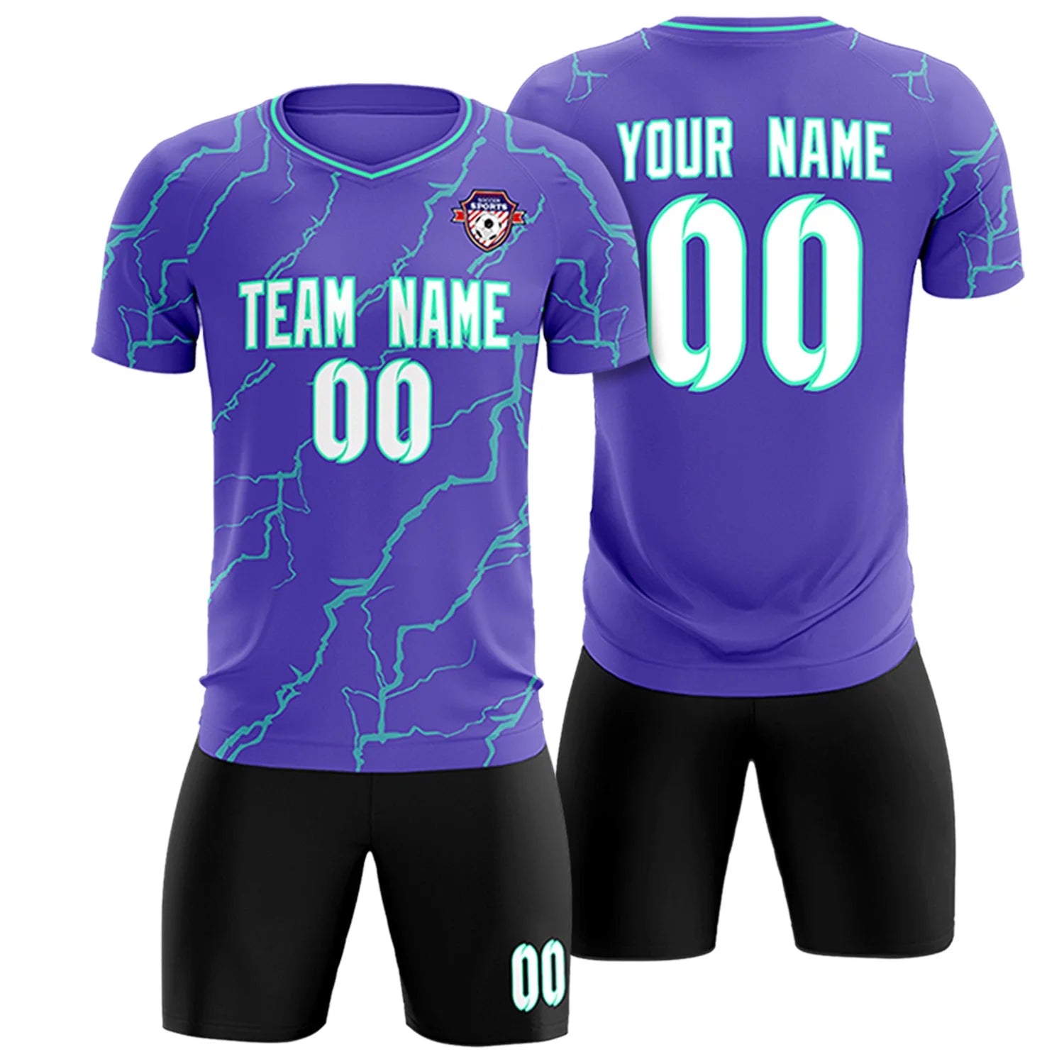 Custom Purple Bright Green Training Uniform Soccer Sets Jersey