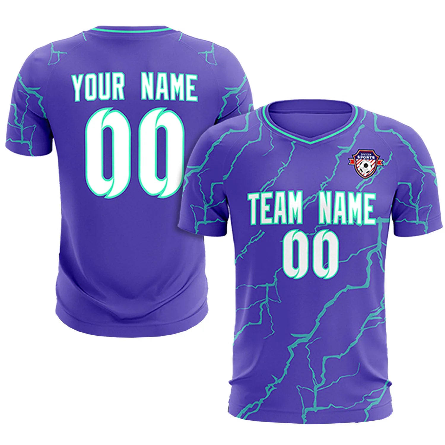 Custom Purple Bright Green Training Uniform Soccer Sets Jersey