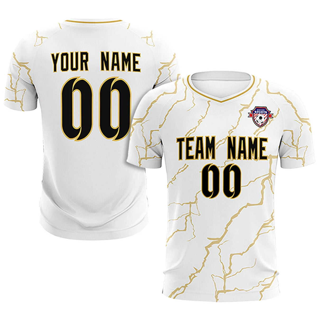 Custom White Old Gold Training Uniform Soccer Sets Jersey