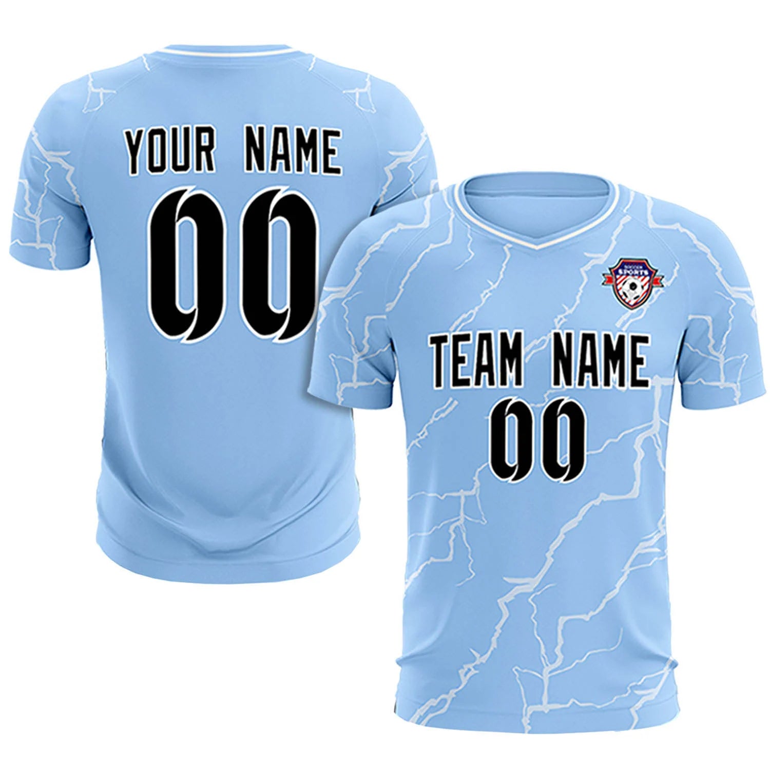 Custom Light Blue White Training Uniform Soccer Sets Jersey