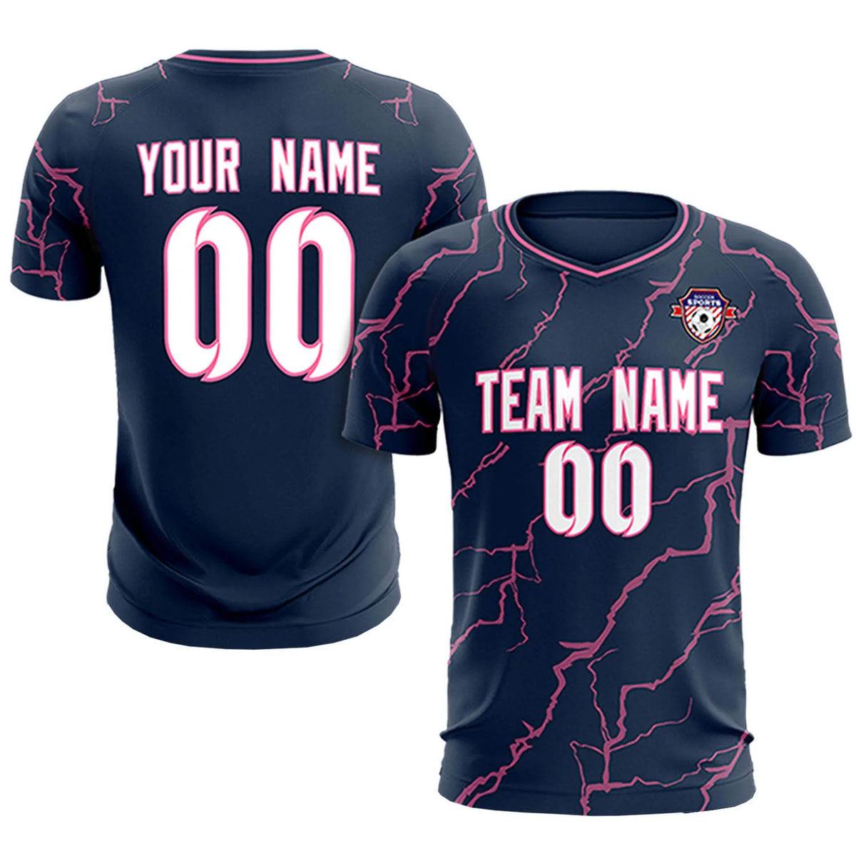 Custom Navy Pink Training Uniform Soccer Sets Jersey