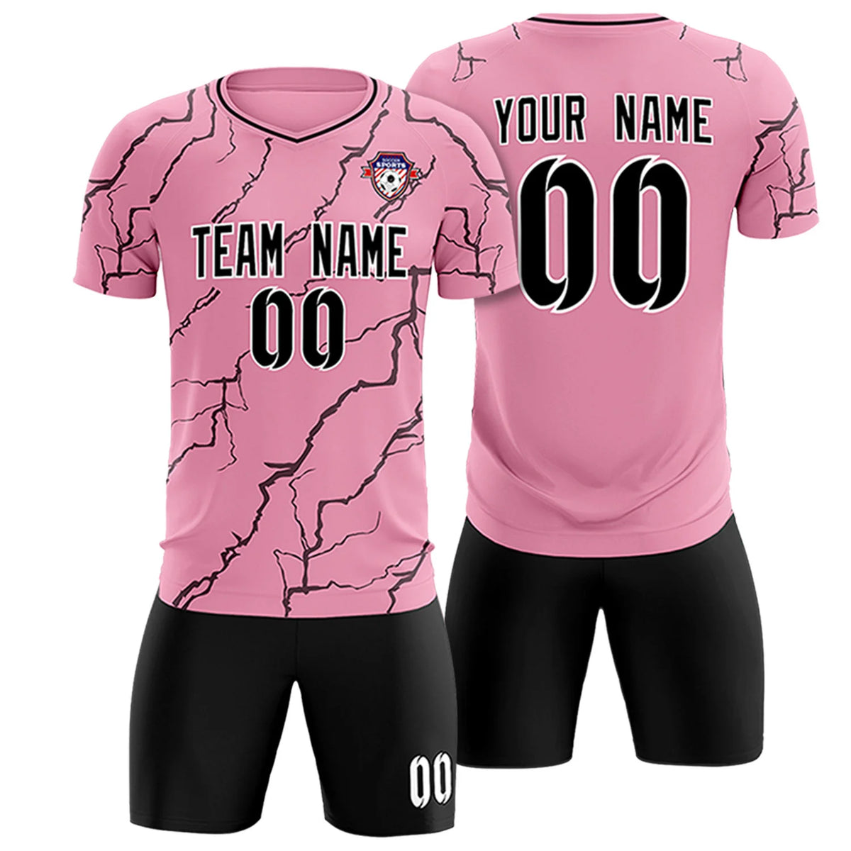 Custom Light Pink Black Training Uniform Soccer Sets Jersey