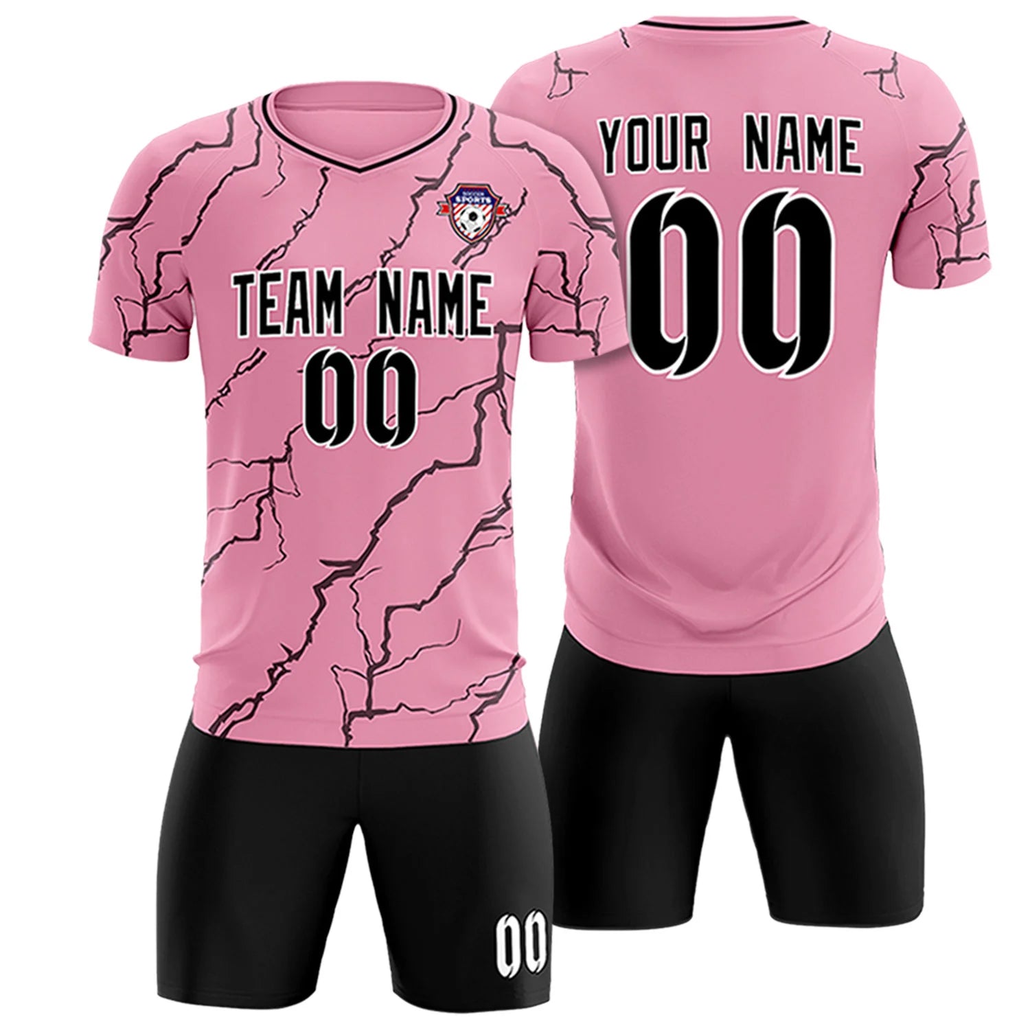 Custom Light Pink Black Training Uniform Soccer Sets Jersey