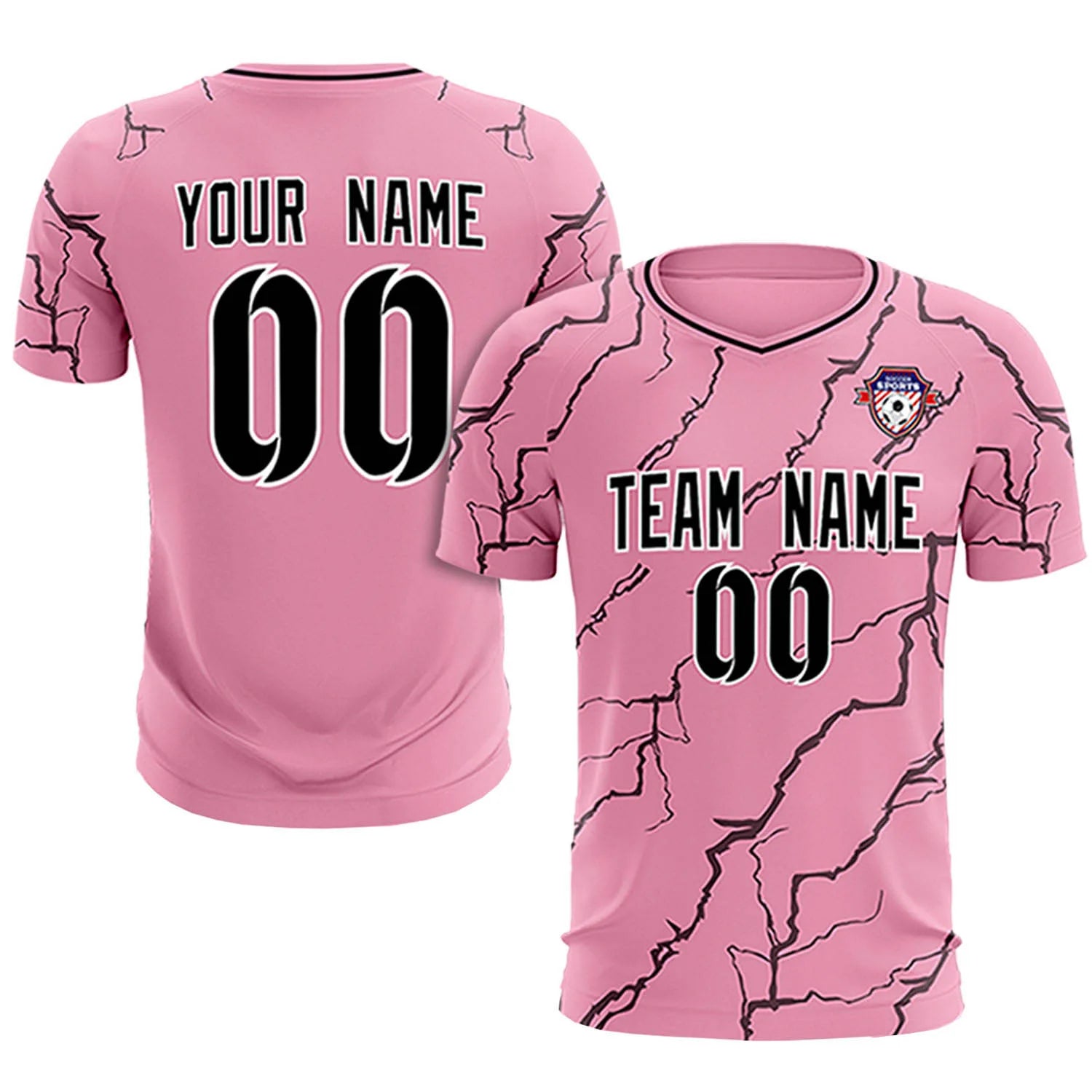 Custom Light Pink Black Training Uniform Soccer Sets Jersey