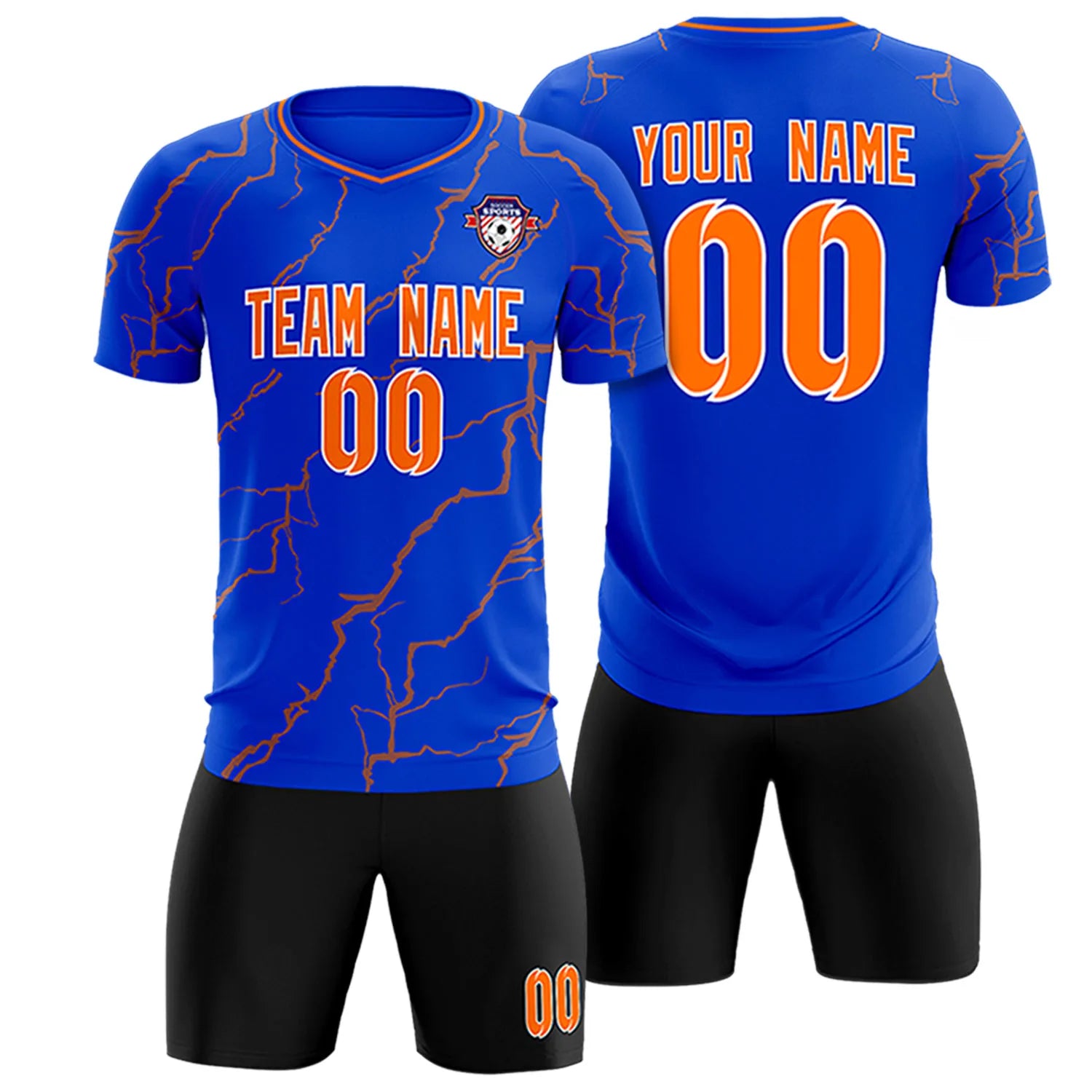 Custom Royal Blue Orange Training Uniform Soccer Sets Jersey