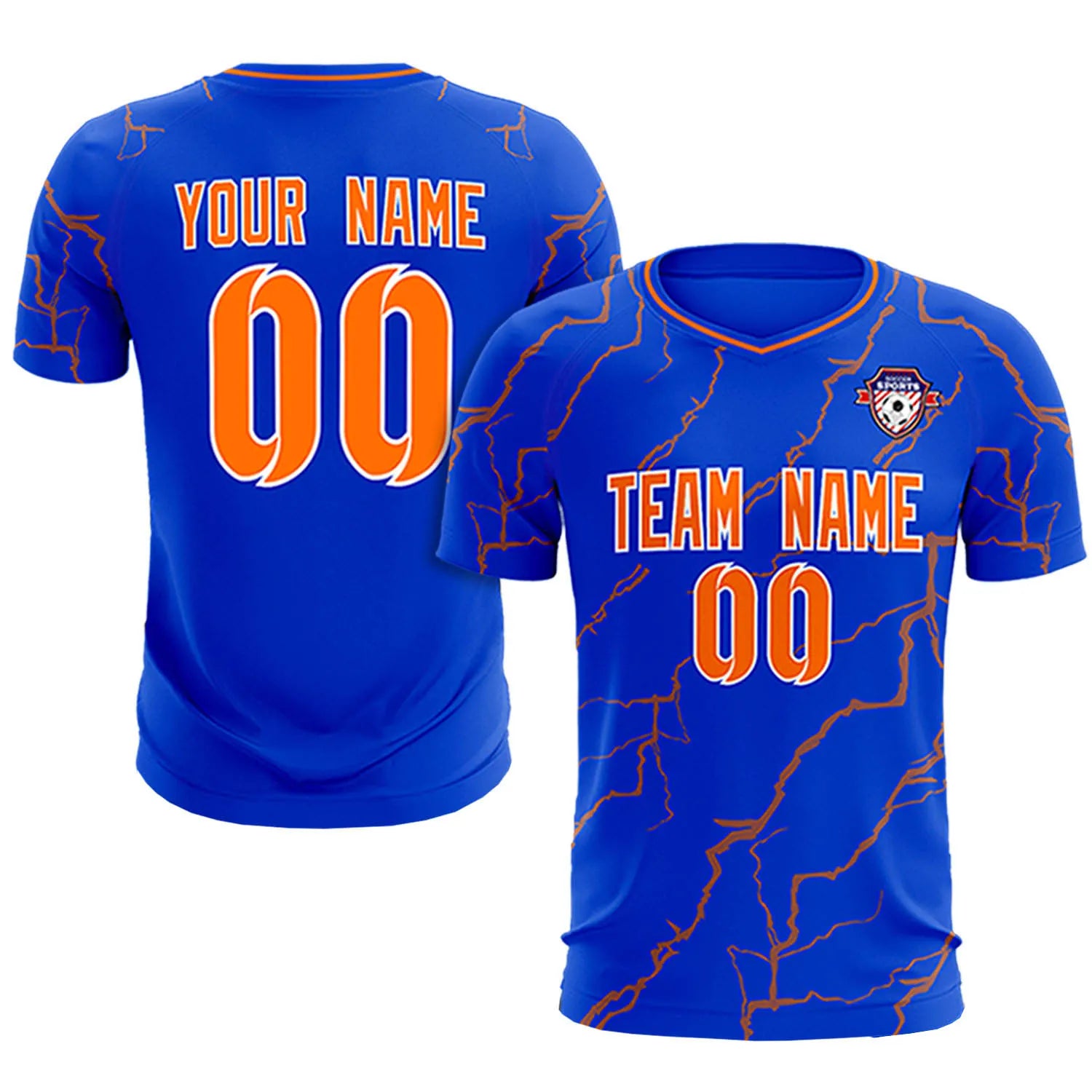 Custom Royal Blue Orange Training Uniform Soccer Sets Jersey