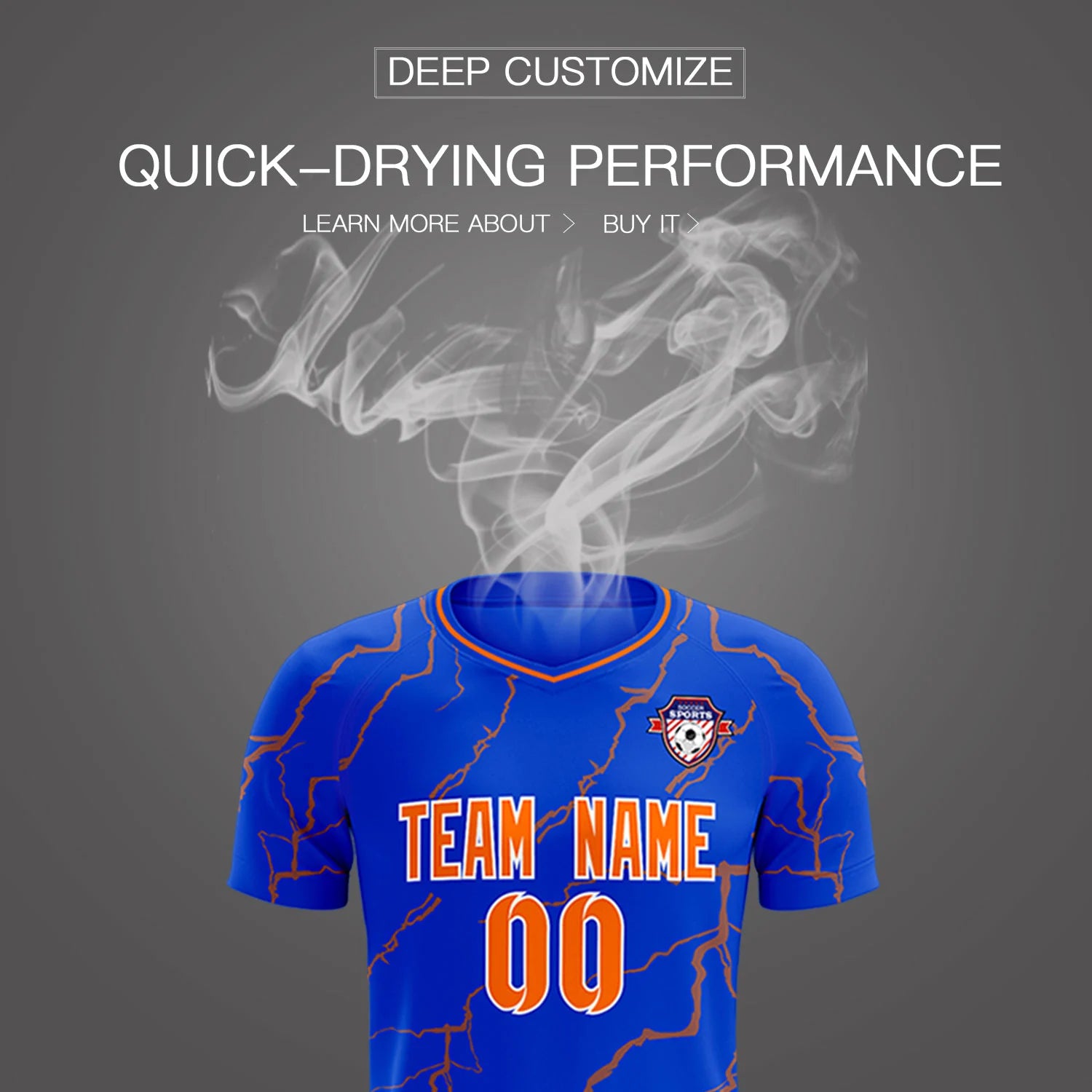 Custom Royal Blue Orange Training Uniform Soccer Sets Jersey