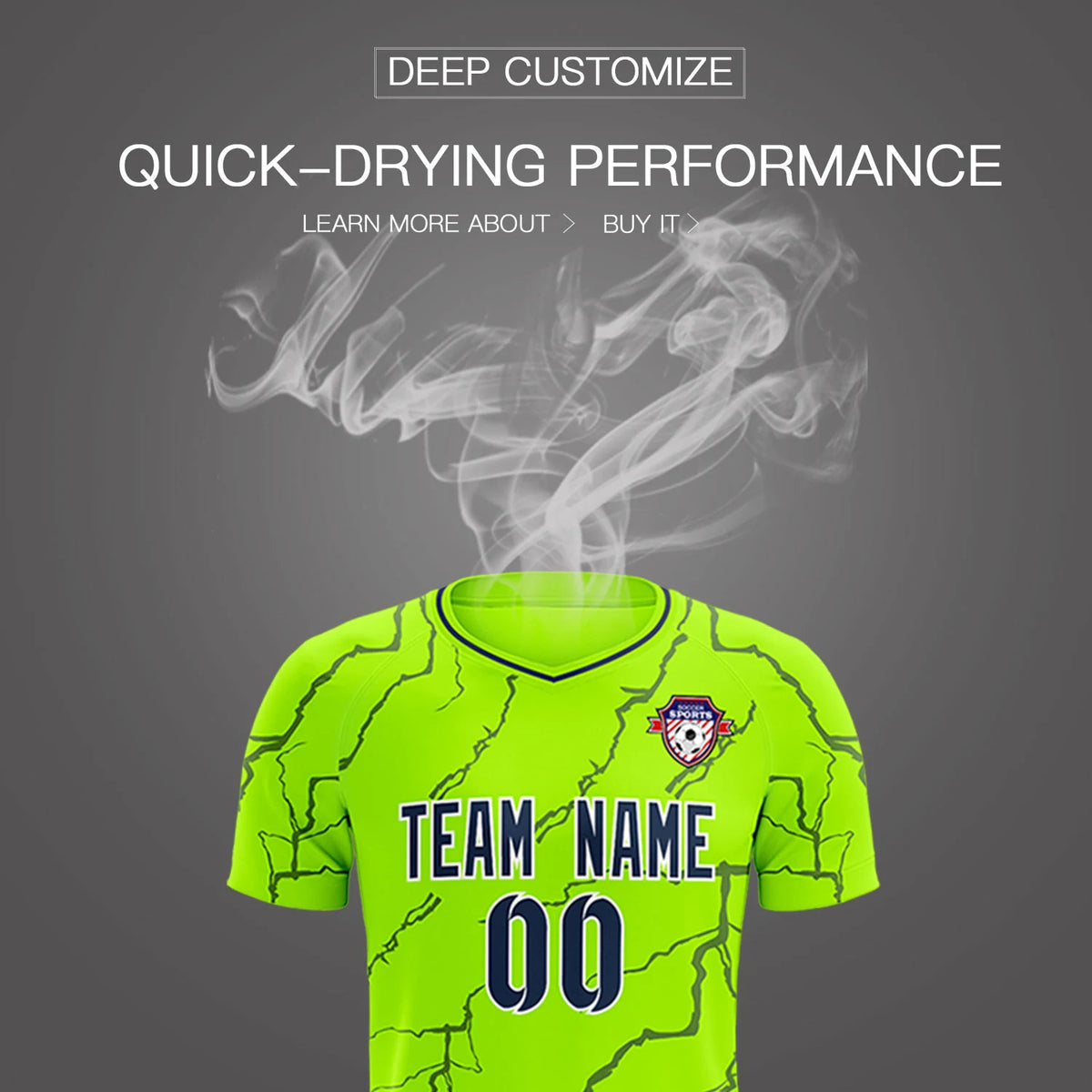 Custom Neon Green Navy Training Uniform Soccer Sets Jersey