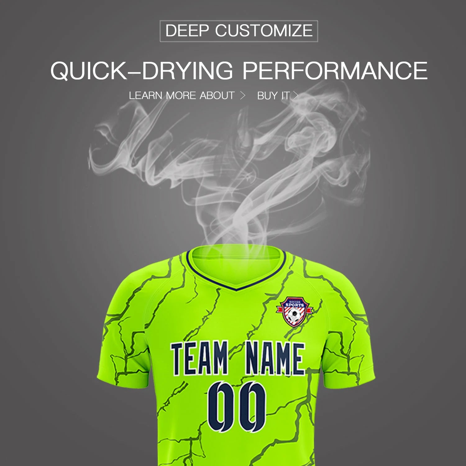 Custom Neon Green Navy Training Uniform Soccer Sets Jersey