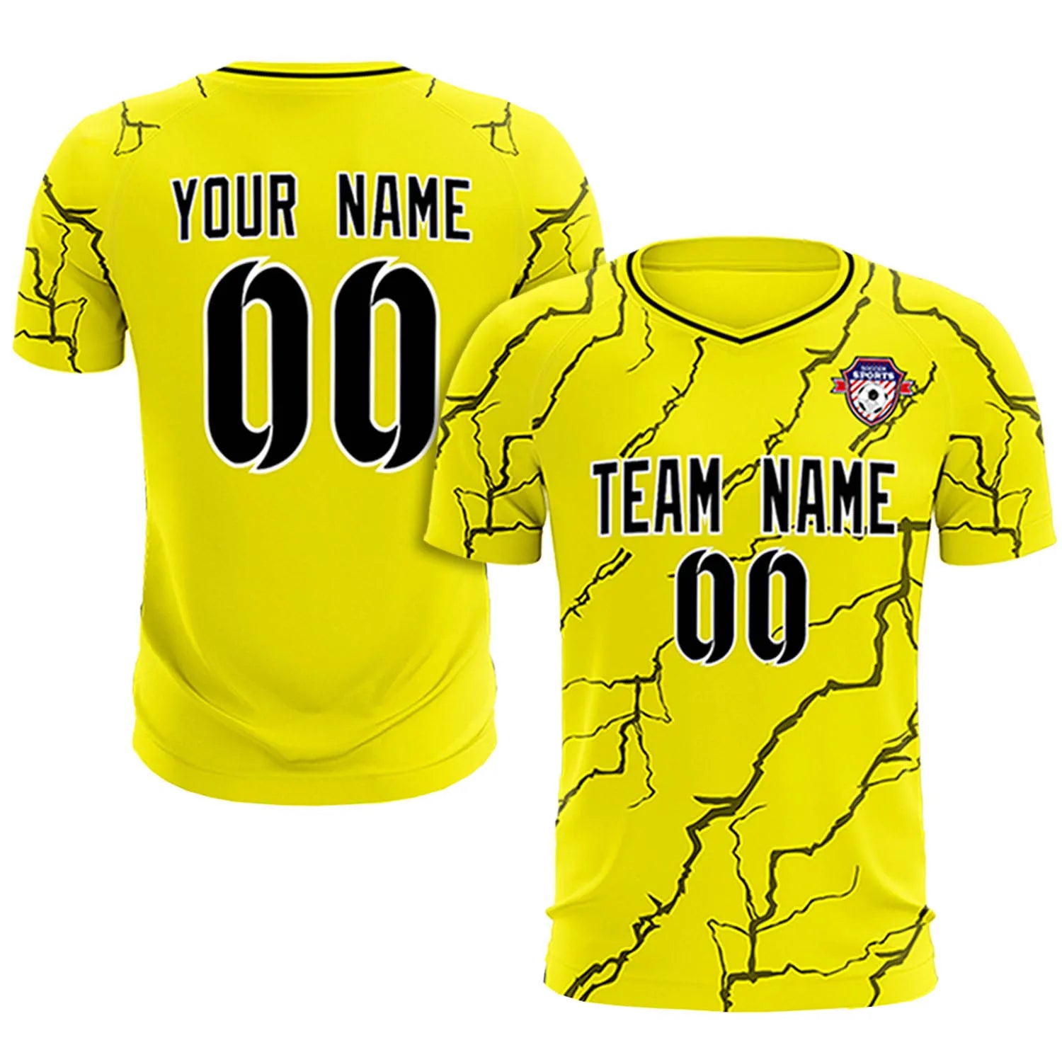 Custom Yellow Black Training Uniform Soccer Sets Jersey