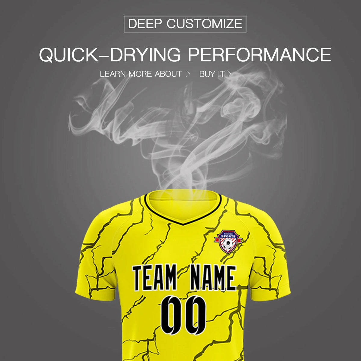 Custom Yellow Black Training Uniform Soccer Sets Jersey