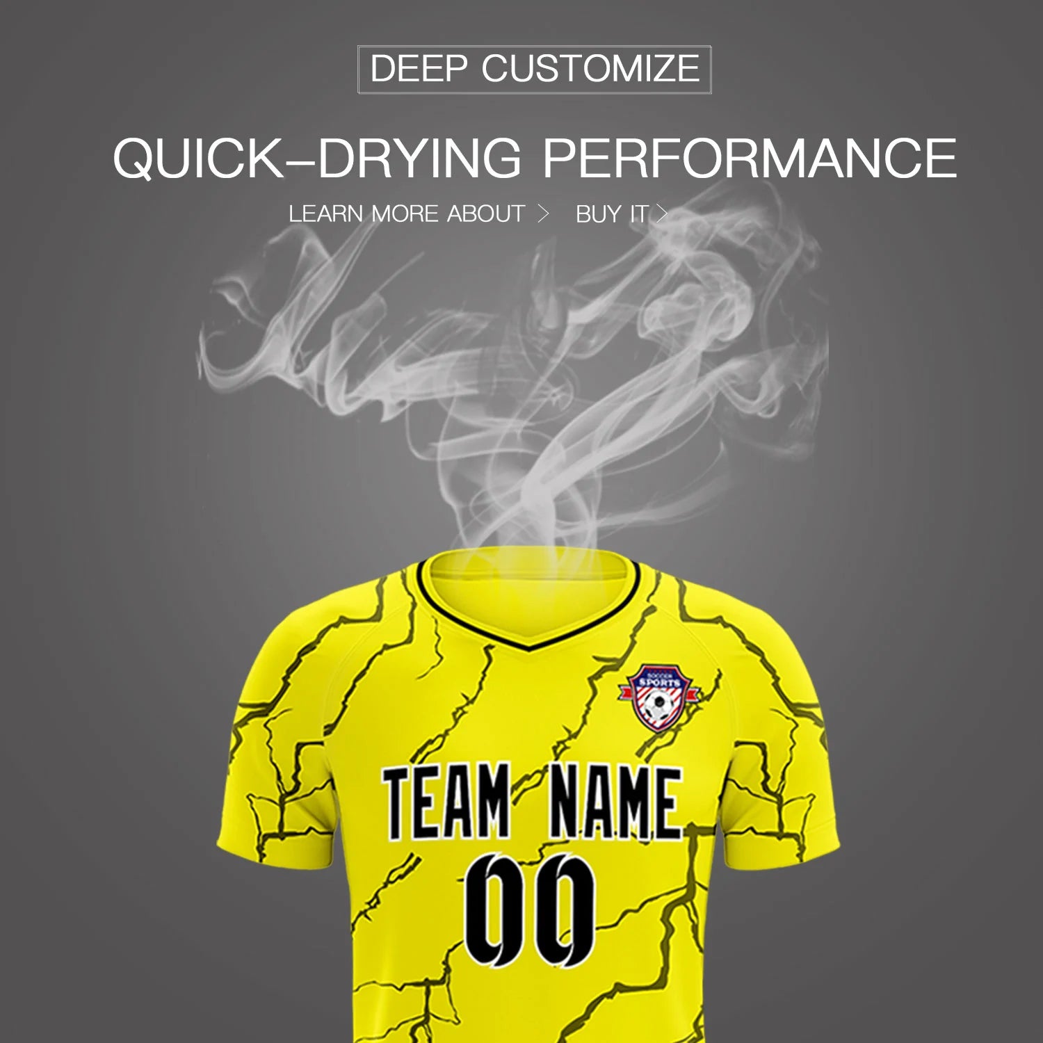 Custom Yellow Black Training Uniform Soccer Sets Jersey