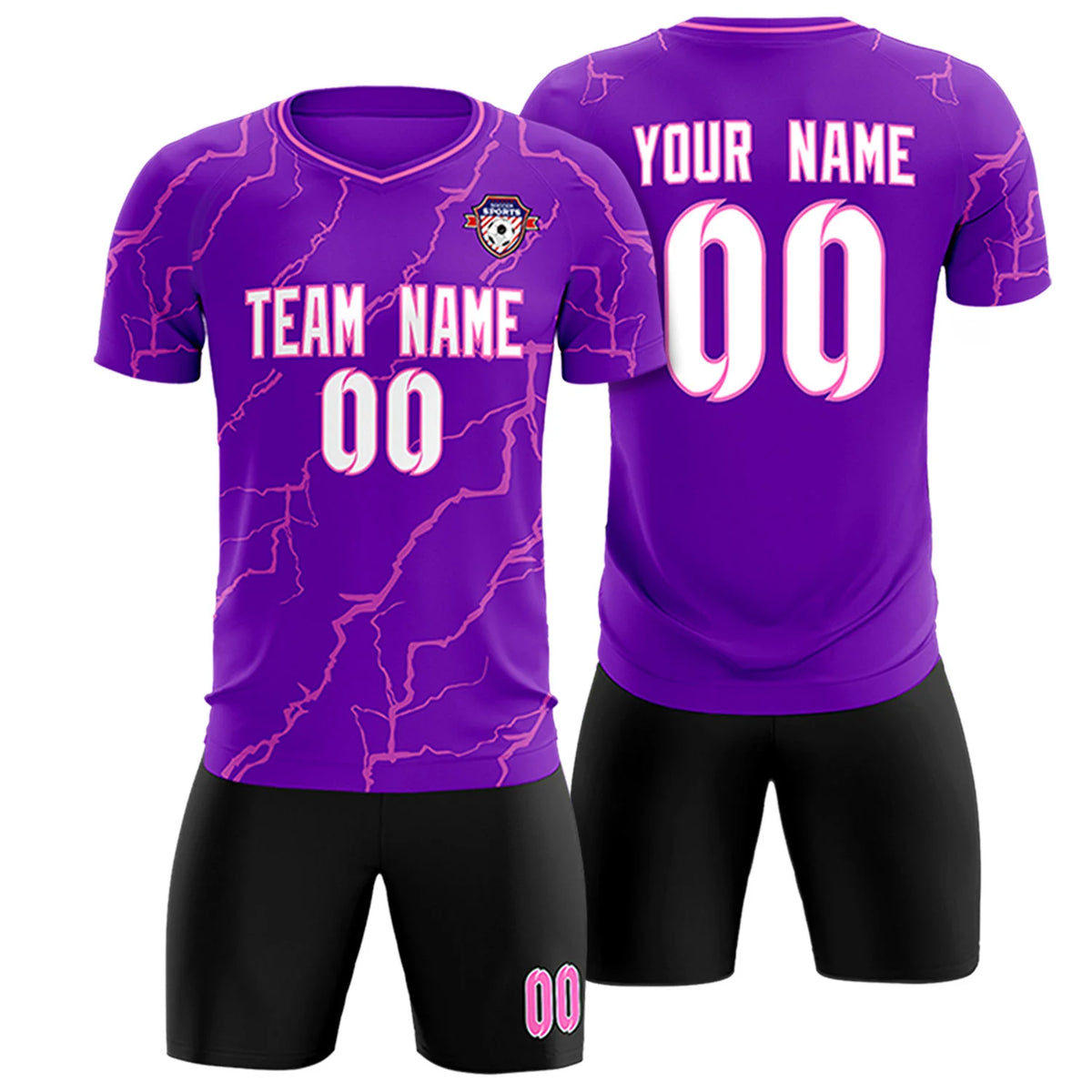 Custom Purple Pink Training Uniform Soccer Sets Jersey