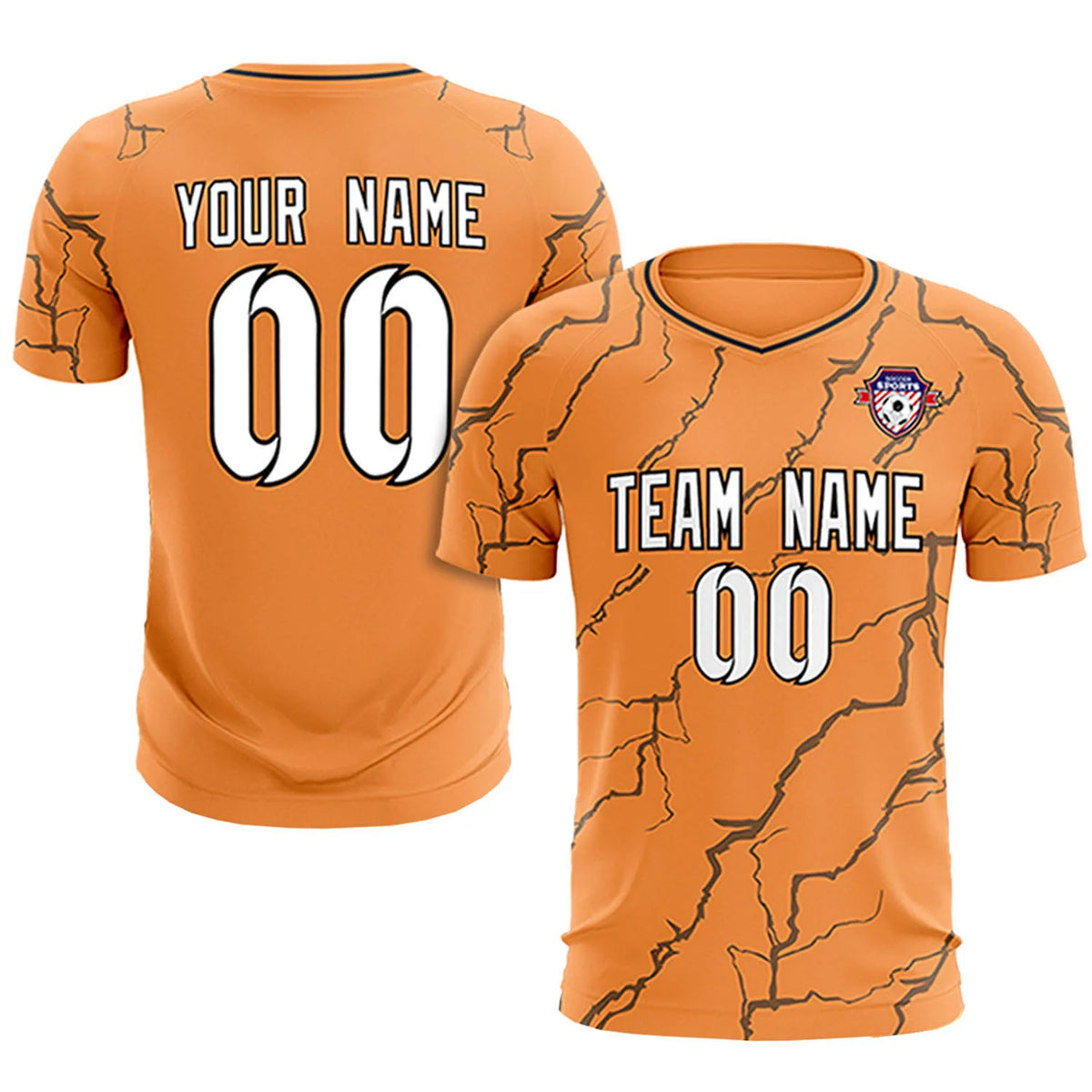 Custom Orange Black Training Uniform Soccer Sets Jersey