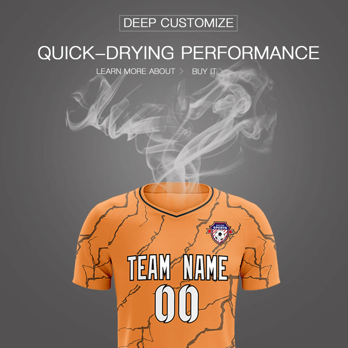 Custom Orange Black Training Uniform Soccer Sets Jersey