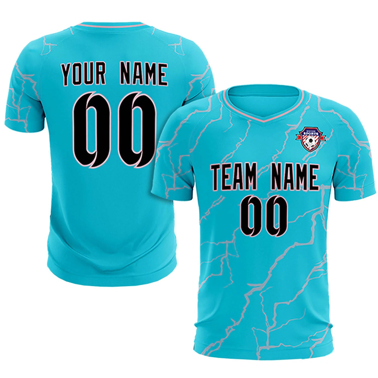 Custom Aqua Light Pink Training Uniform Soccer Sets Jersey