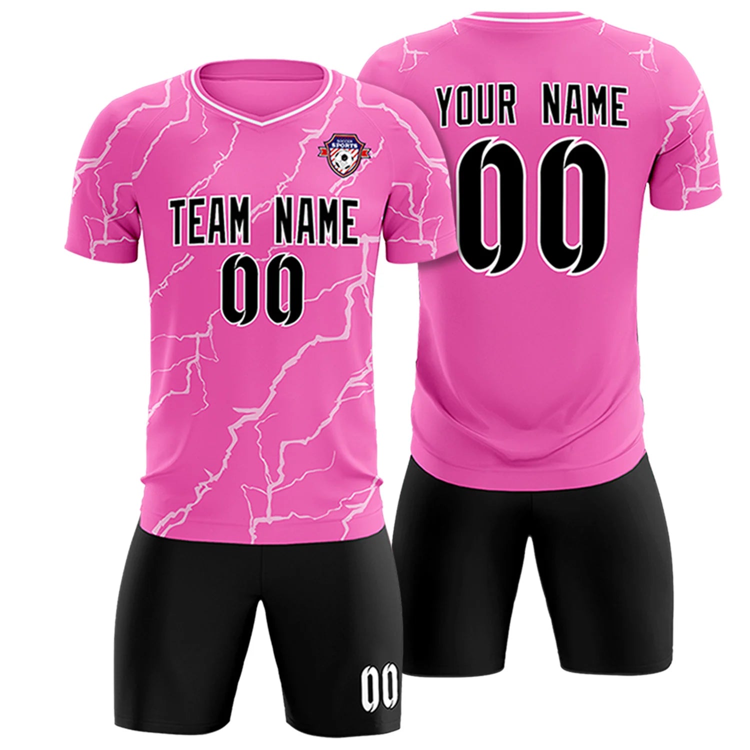 Custom Pink White Training Uniform Soccer Sets Jersey