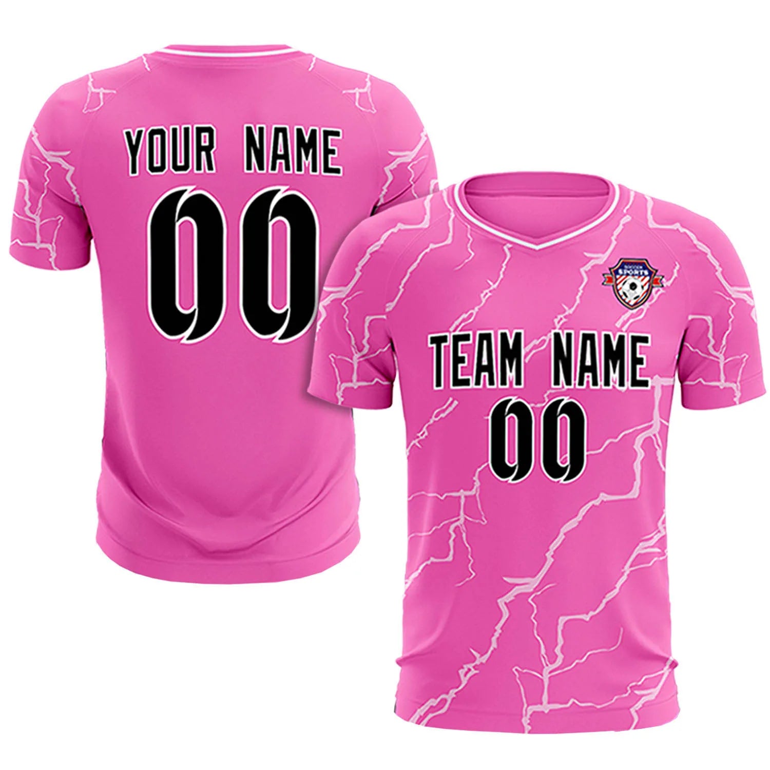 Custom Pink White Training Uniform Soccer Sets Jersey